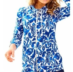 Lilly Pulitzer Angela Zip Up Resort Navy Beach Bathers Sweater